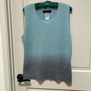Jones New York Aqua to Gray ombre glitter tank top